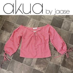✨Akua by Jaase Red Gingham Puff Sleeve Blouse✨